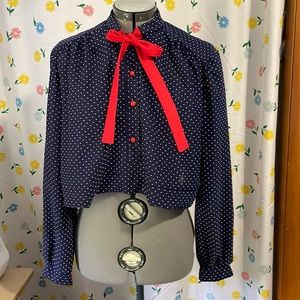 Vintage button up tie collar blouse